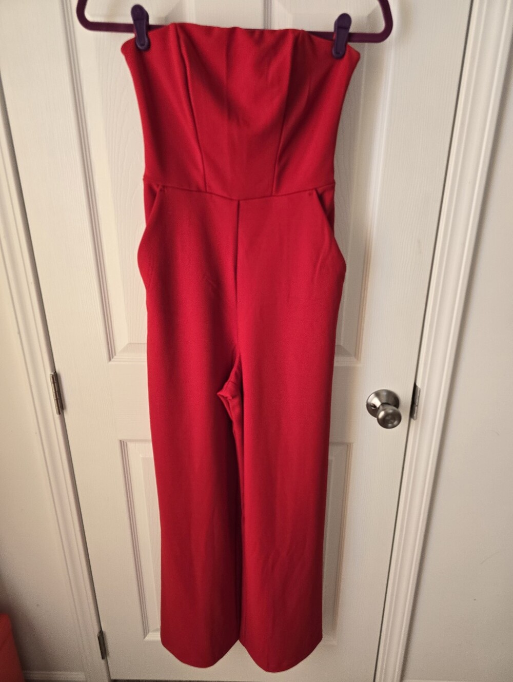 Express Strapless Wide-Leg Jumpsuit with Pockets